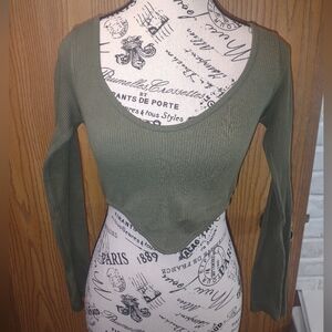 Sm Olive Green Long Sleeve Crop Top